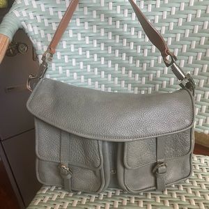Mauve large good quality leather shoulder bag.  Barely used!!